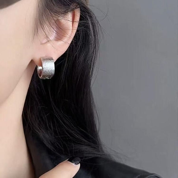 Huggie Alloy Earring Brushed FashionChic
