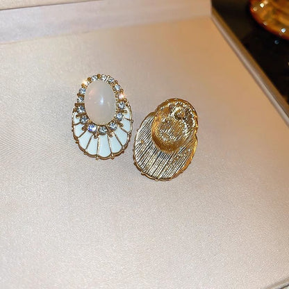 Rhinestone Statement Gemstone Faux Earring Glaze Alloy FashionChic