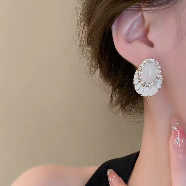 Rhinestone Statement Gemstone Faux Earring Glaze Alloy FashionChic