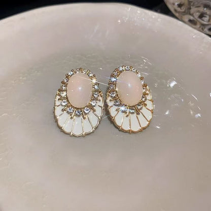 Rhinestone Statement Gemstone Faux Earring Glaze Alloy FashionChic