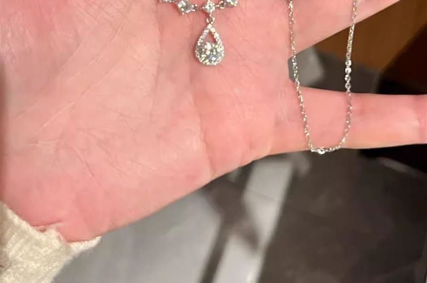 Pendant Alloy Rhinestone Droplet Necklace FashionChic