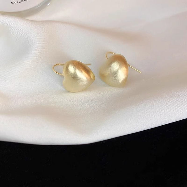 Brushed Alloy Drop Earring Heart FashionChic