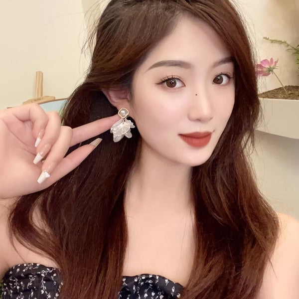 Alloy Statement Petal Faux Earring Pearl FashionChic