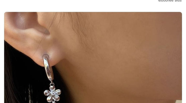 Asymmetrical Dangle Floral Earring Alloy FashionChic