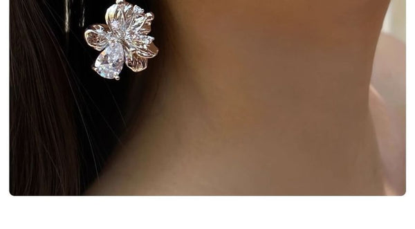 Asymmetrical Dangle Floral Earring Alloy FashionChic