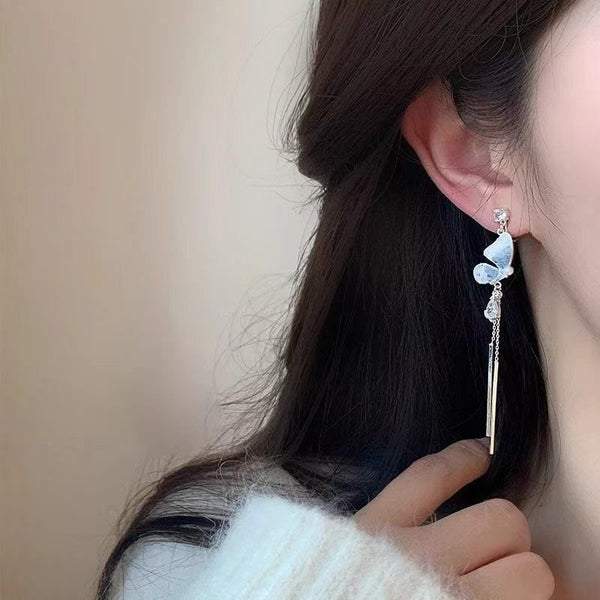 Butterfly Threader Earring Faux Crystal Alloy FashionChic
