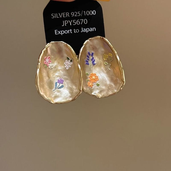 Alloy Earring Floral Glaze Statement FashionChic
