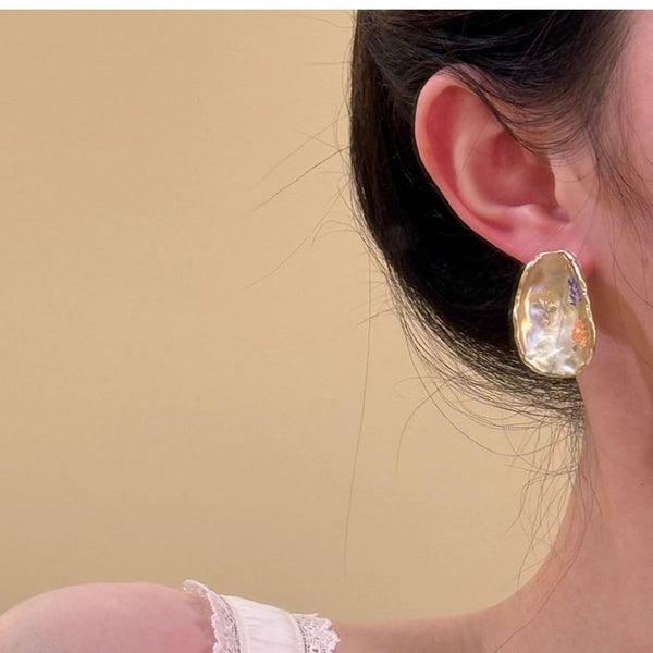 Alloy Earring Floral Glaze Statement FashionChic