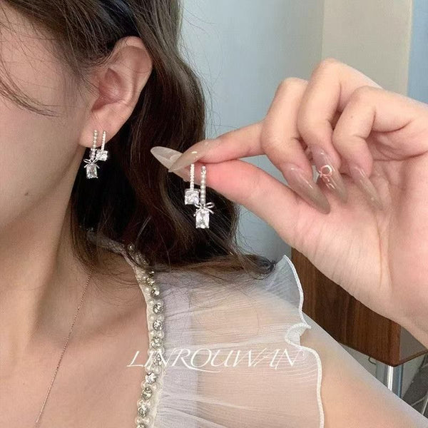 Drop Rhinestone Alloy Earring FashionChic