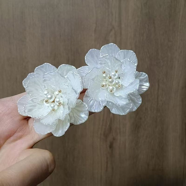 Earring Floral Pearl Alloy Statement Faux FashionChic