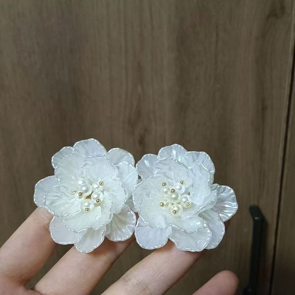 Earring Floral Pearl Alloy Statement Faux FashionChic
