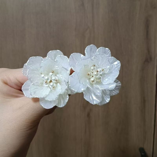 Earring Floral Pearl Alloy Statement Faux FashionChic