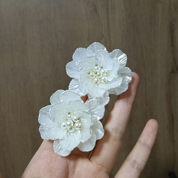 Earring Floral Pearl Alloy Statement Faux FashionChic