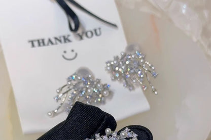 Stud Pearl Faux Rhinestone Earring Alloy Firework FashionChic