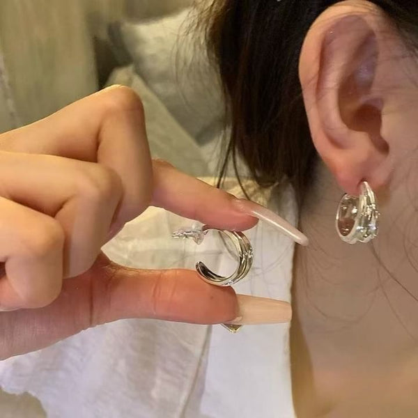 Textured Hoop Open Earring Alloy FashionChic