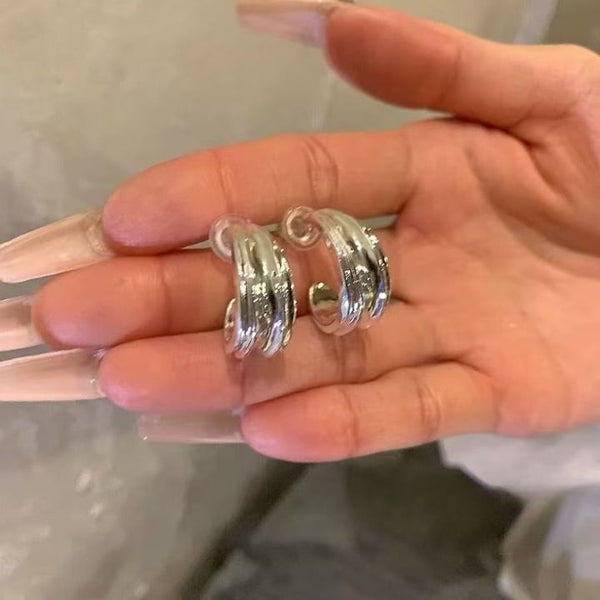 Textured Hoop Open Earring Alloy FashionChic