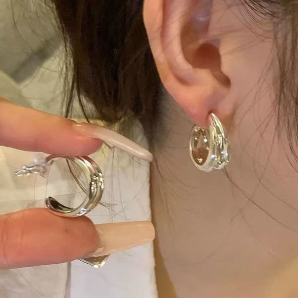 Textured Hoop Open Earring Alloy FashionChic