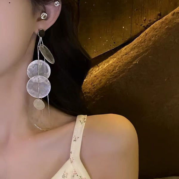 Alloy Earring Disc Shell Statement FashionChic