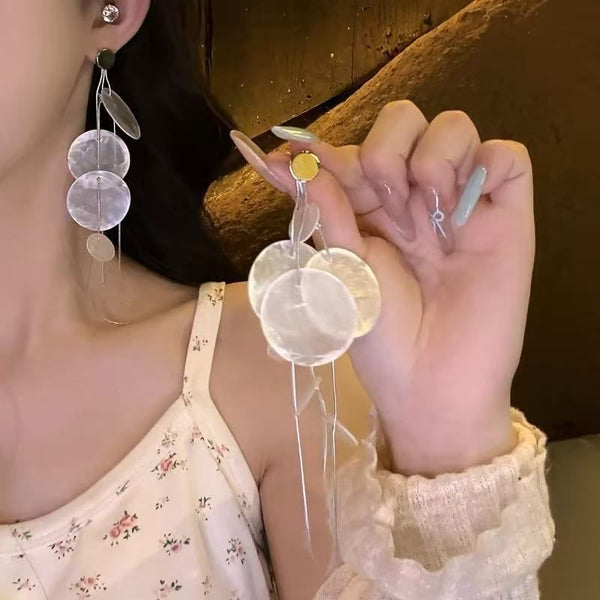 Alloy Earring Disc Shell Statement FashionChic