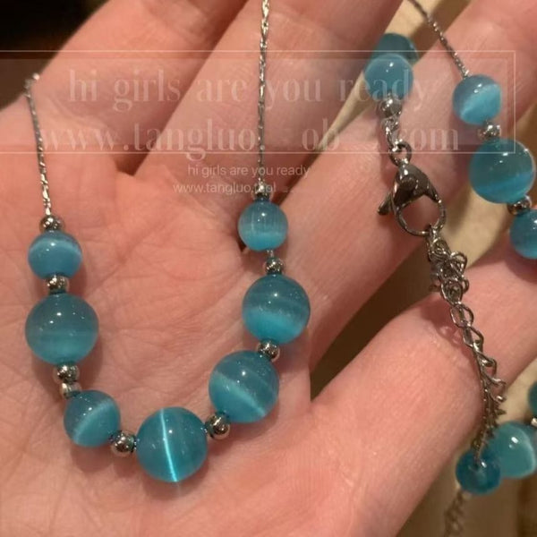 Faux Bead Gemstone Choker Alloy FashionChic