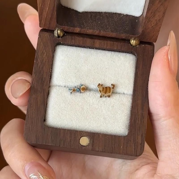 Fish Asymmetrical Alloy Earring Cat Stud FashionChic