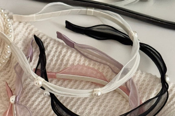 Headband Mesh Faux Pearl FashionChic