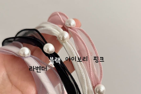 Headband Mesh Faux Pearl FashionChic