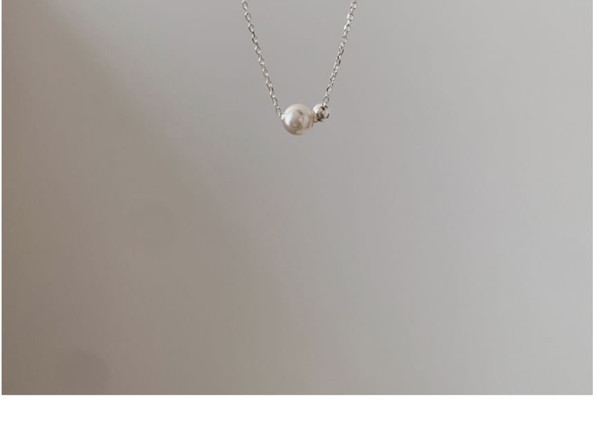 Sterling Silver Beaded Pearl Faux Necklace FashionChic