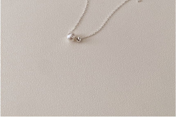 Sterling Silver Beaded Pearl Faux Necklace FashionChic