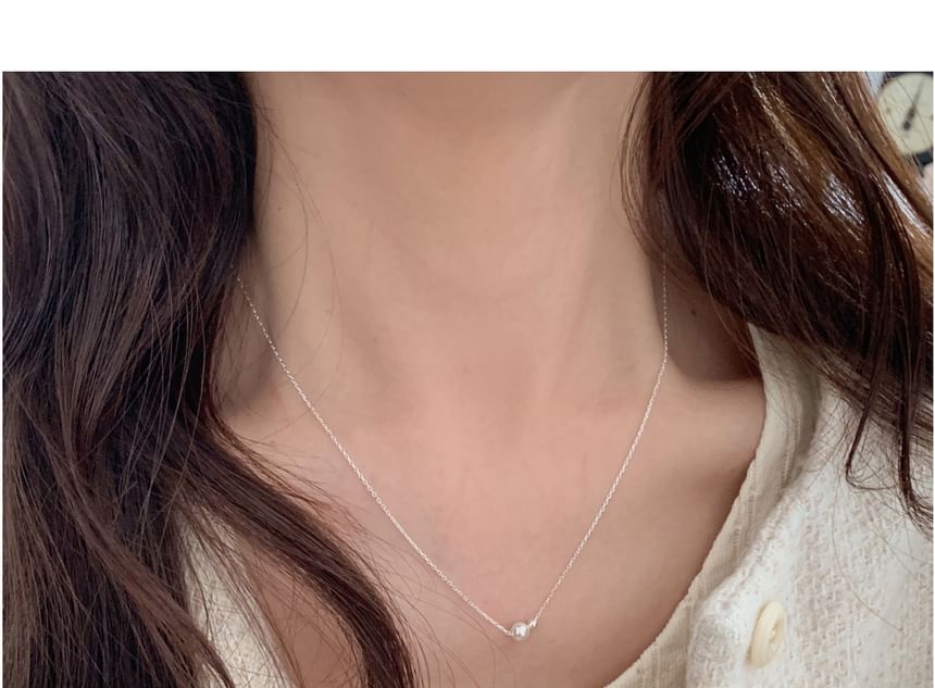 Sterling Silver Beaded Pearl Faux Necklace FashionChic
