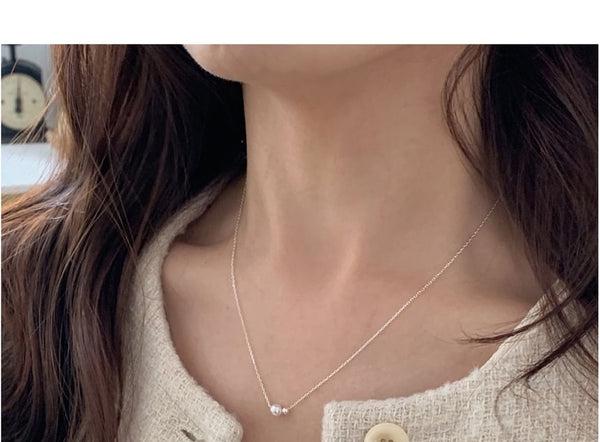 Sterling Silver Beaded Pearl Faux Necklace FashionChic