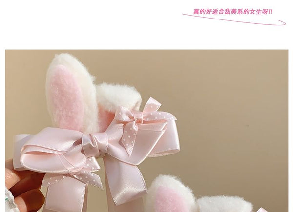 / Set Clip Ear Bow Rabbit Hair FashionChic
