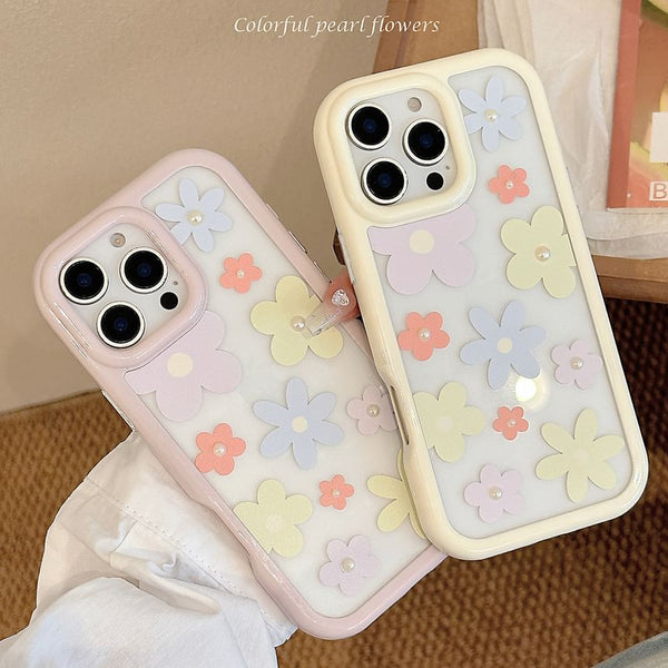 Sticker + Set: Case Faux Pearl iPhone Floral Print FashionChic