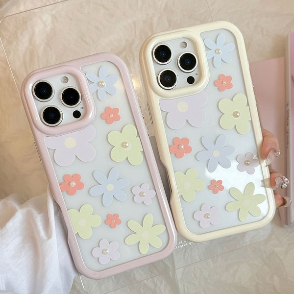 Sticker + Set: Case Faux Pearl iPhone Floral Print FashionChic
