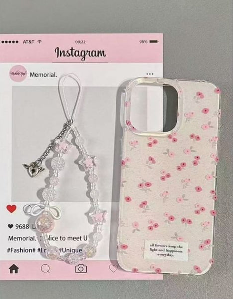 Floral iPhone Set Print / Strap Case Beaded FashionChic
