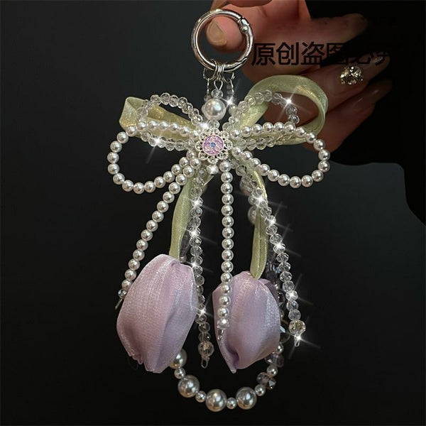 Pearl Pad Faux Lanyard Phone with FashionChic