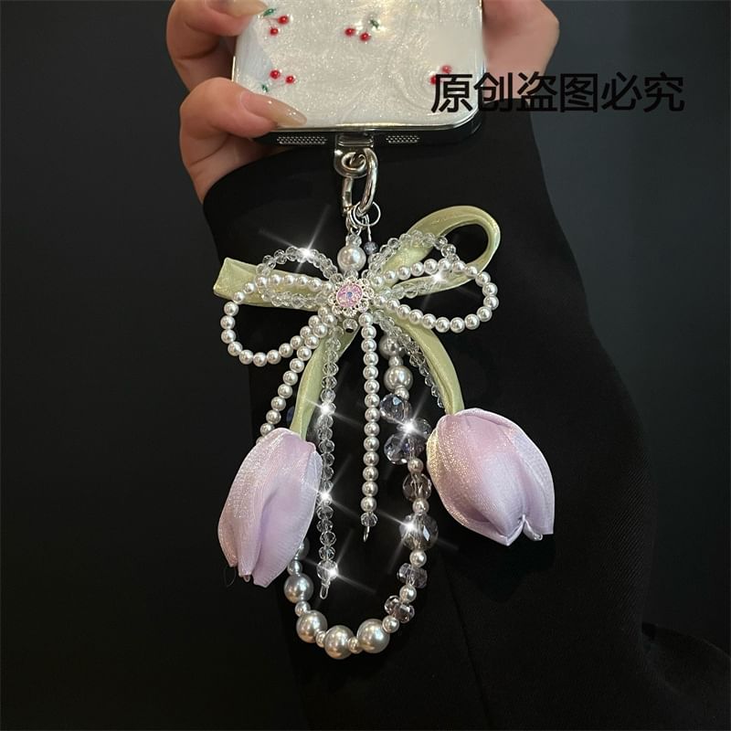 Pearl Pad Faux Lanyard Phone with FashionChic