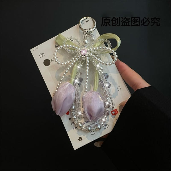 Pearl Pad Faux Lanyard Phone with FashionChic