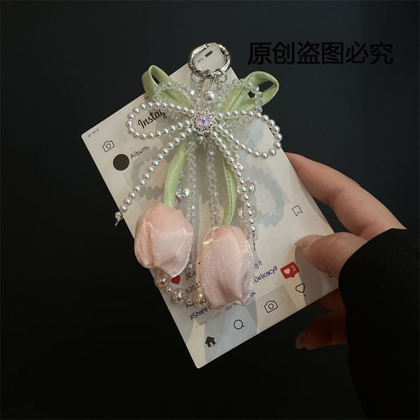 Pearl Pad Faux Lanyard Phone with FashionChic