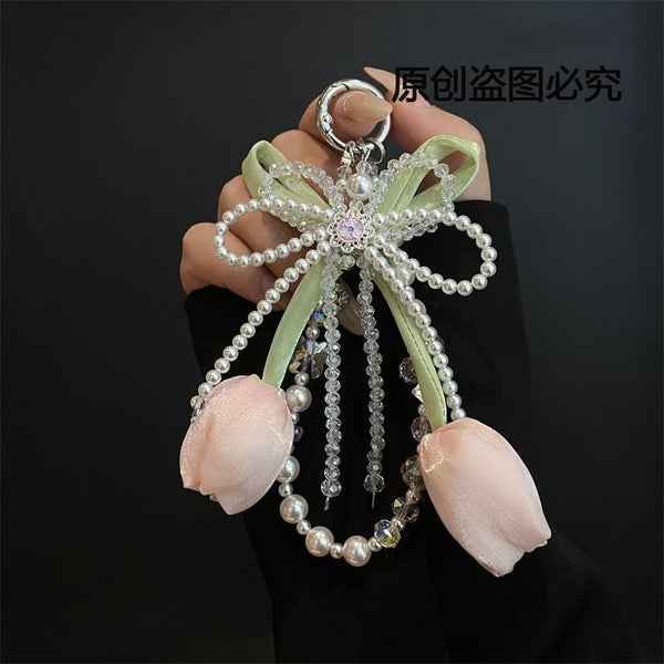 Pearl Pad Faux Lanyard Phone with FashionChic