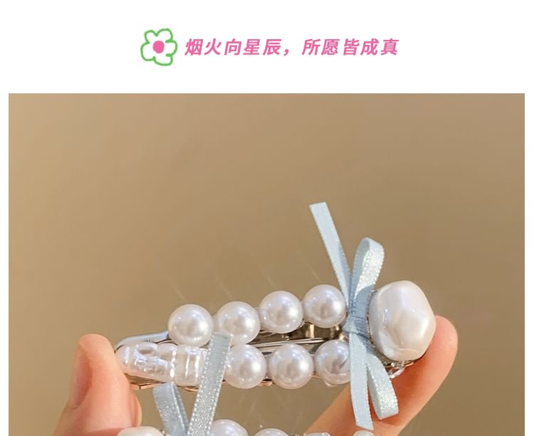 Set Pearl Clip Faux Hair / FashionChic