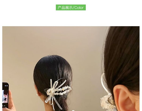 Clip Bow Pearl Hair Faux FashionChic