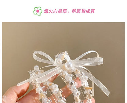 Clip Bow Pearl Hair Faux FashionChic