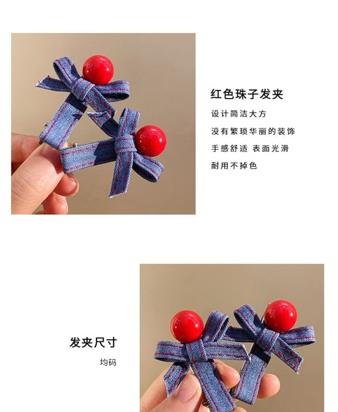 Bow Denim Set Clip Hair FashionChic