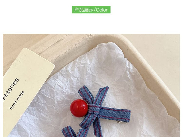 Bow Denim Set Clip Hair FashionChic