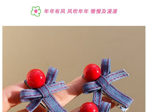 Bow Denim Set Clip Hair FashionChic