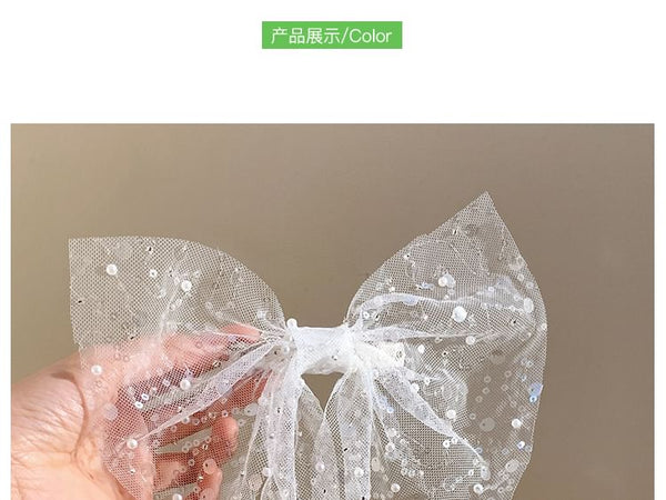 Lace Bow Clip Hair Sequined FashionChic