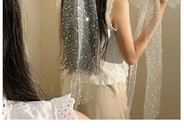 Lace Bow Clip Hair Sequined FashionChic