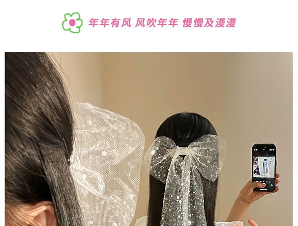Lace Bow Clip Hair Sequined FashionChic