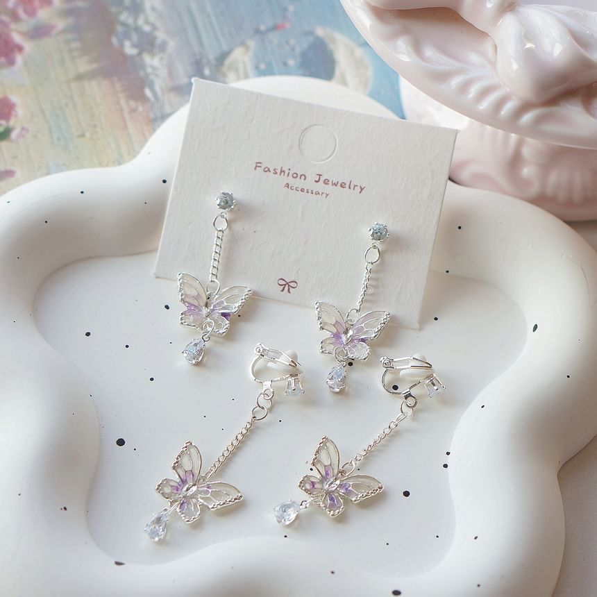 / Earring Dangle Clip Butterfly On FashionChic